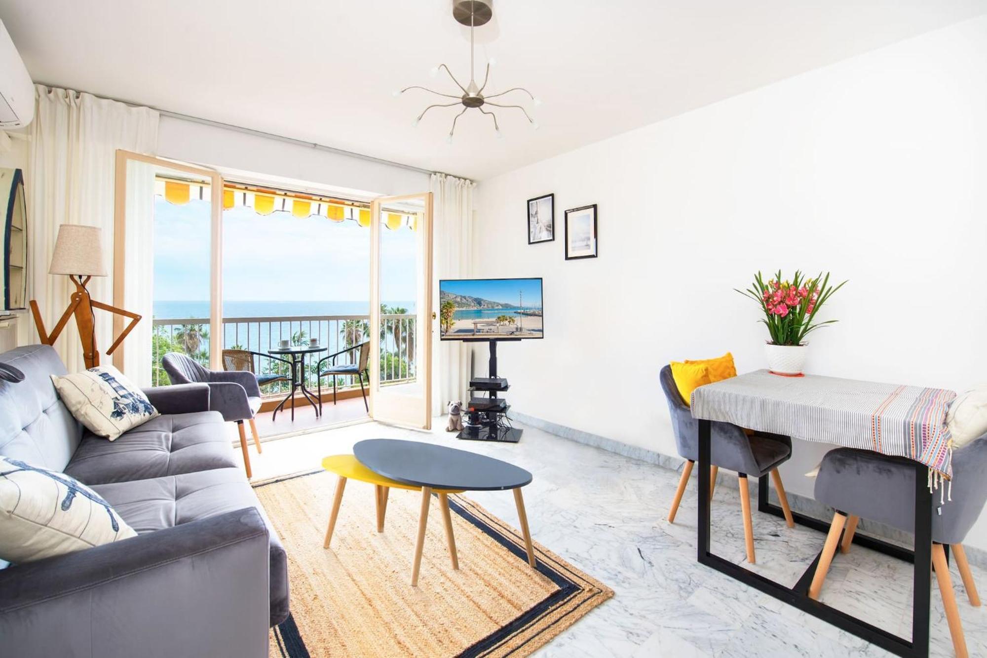 Vina Del Mare, Vue Mer, Terrasse Menton Extérieur photo