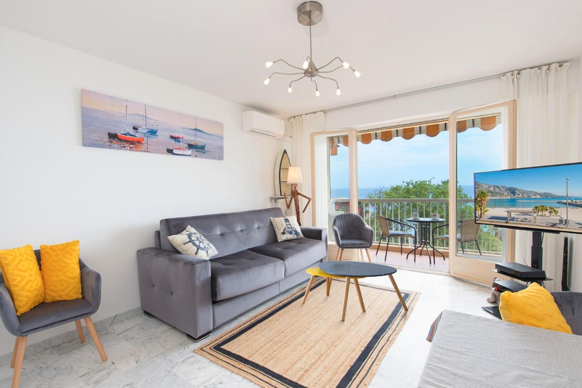 Vina Del Mare, Vue Mer, Terrasse Menton Extérieur photo